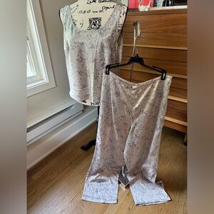 Vintage (2000) reptile print pajama with pants and tank top.